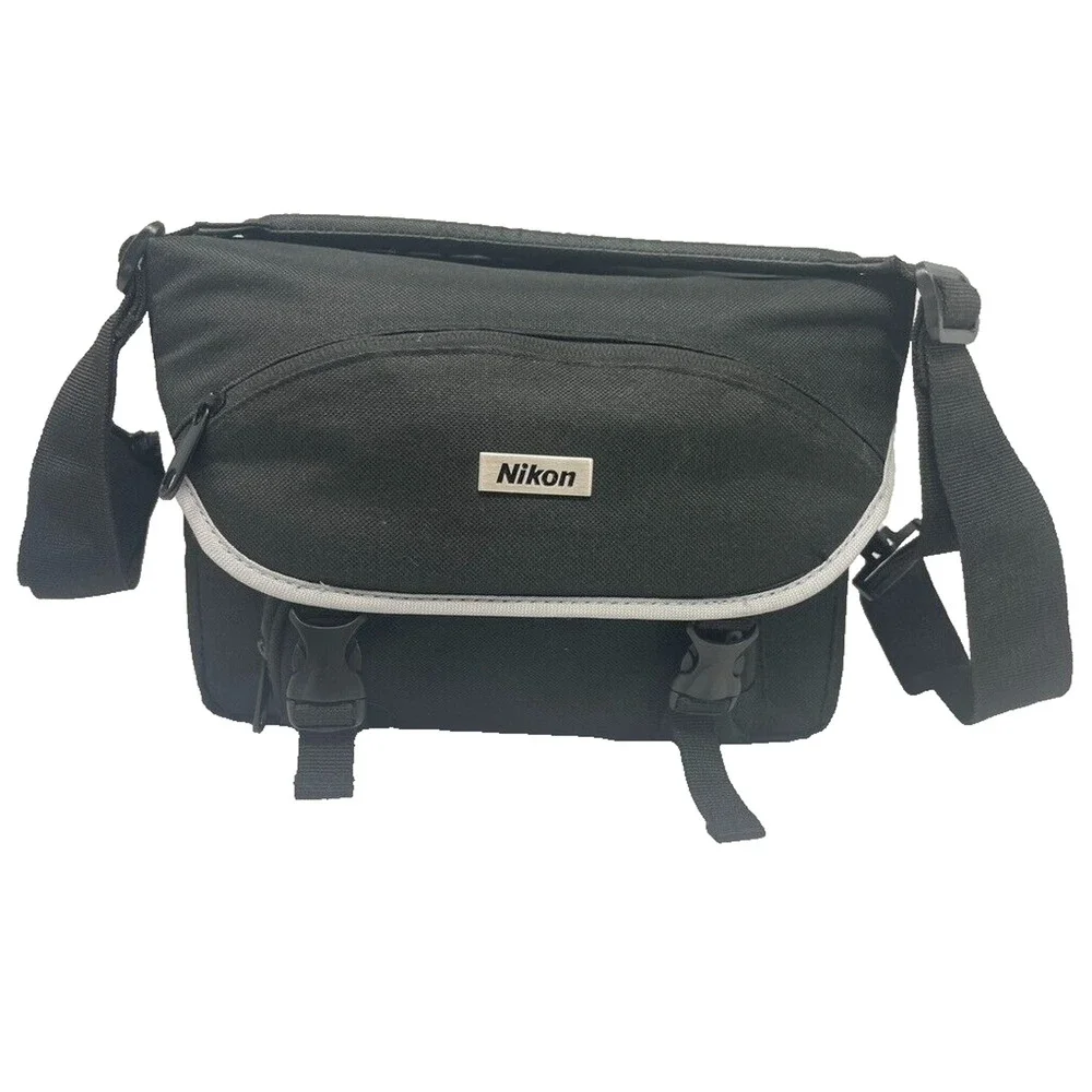 Medium Nikon Camera‎ Shoulder Bag Carry Case Black with Grey Trim